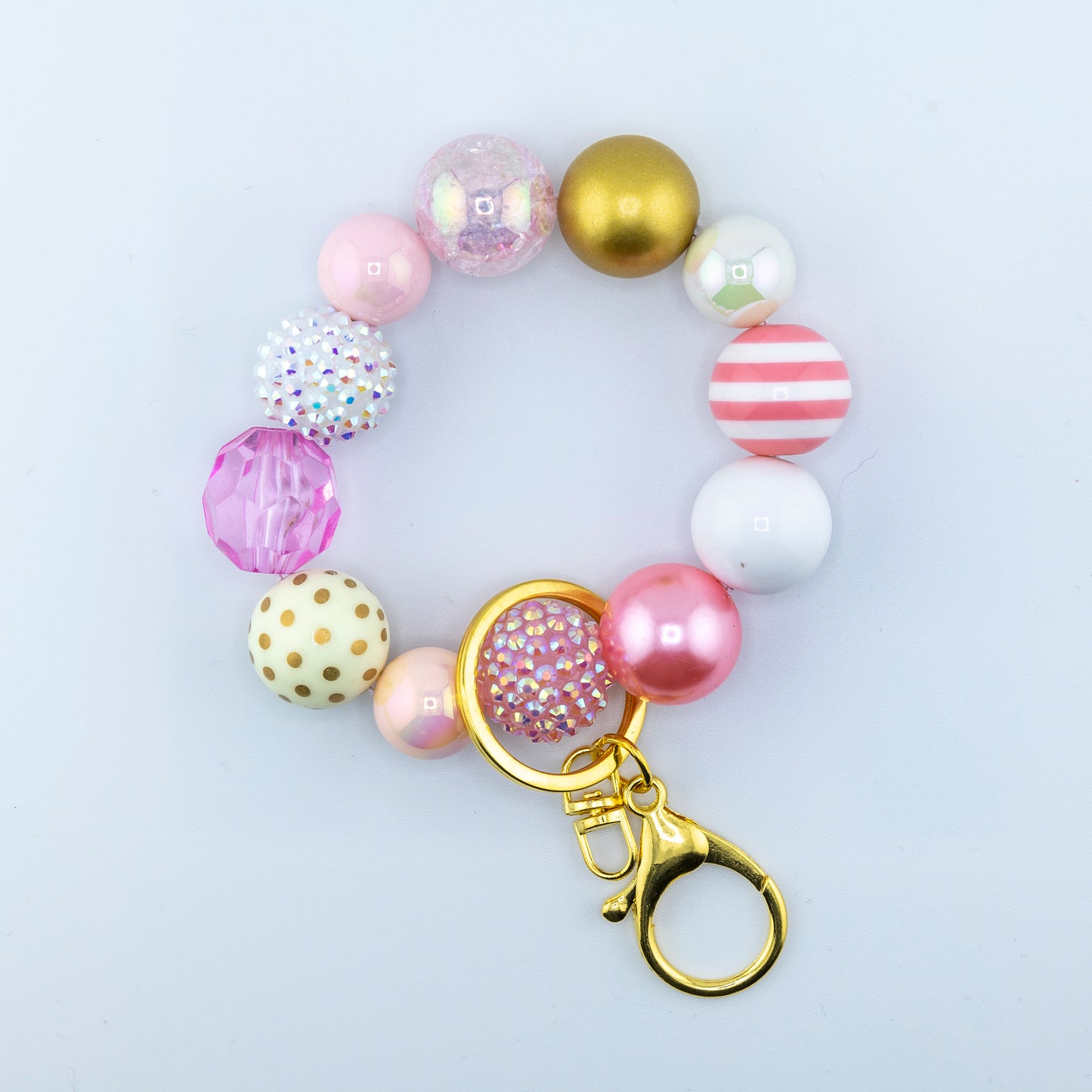 Elsbeth Limited Edition Pink Beads, Hands Free Wristlet Keyring