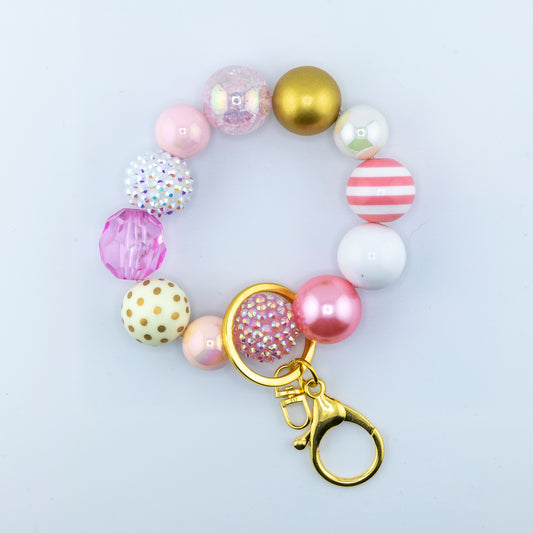 Elsbeth Limited Edition Pink Beads, Hands Free Wristlet Keyring