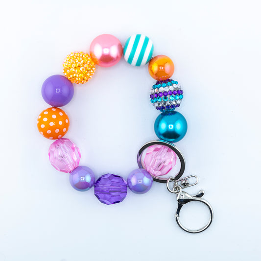 Elsbeth limited edition Purple, Pink and Orange Beads, Hands Free Wristlet Keyring